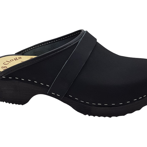 MB Clogs, Fettlederclogs schwarz