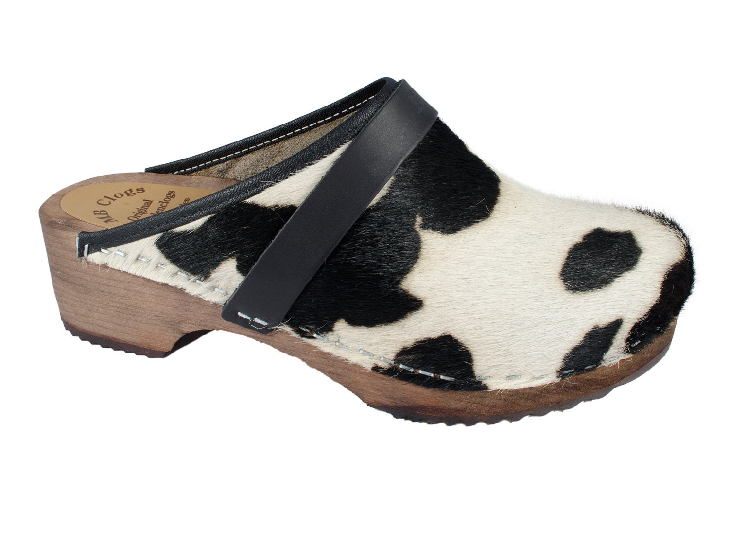 Cow skin shop clogs