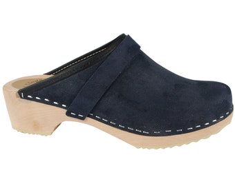 Nubuck clogs navy blue