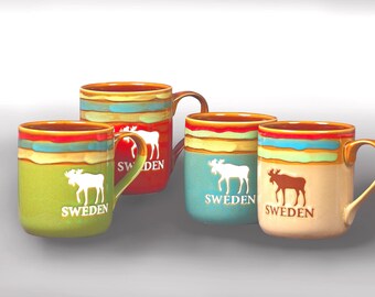 Stoneware four-piece cup set