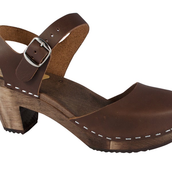 MB Clogs, Clogs Sandalette Fettleder braun