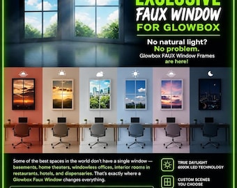 Glowbox LED Faux Window Frame | SELECT your graphic size | Made in USA
