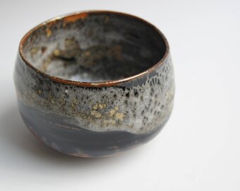 Bowl "chawan" shino over tenmoku, tea, ceramic glaze, pottery, stoneware
