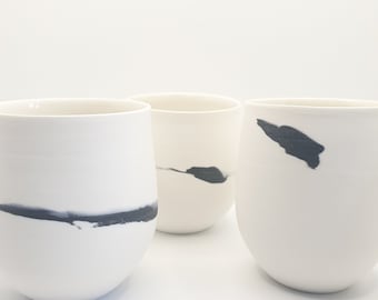 thé, tasse à café, expresso, poterie, céramique, porcelaine, noir, blanc, moderne, minimaliste, fait main, tasse