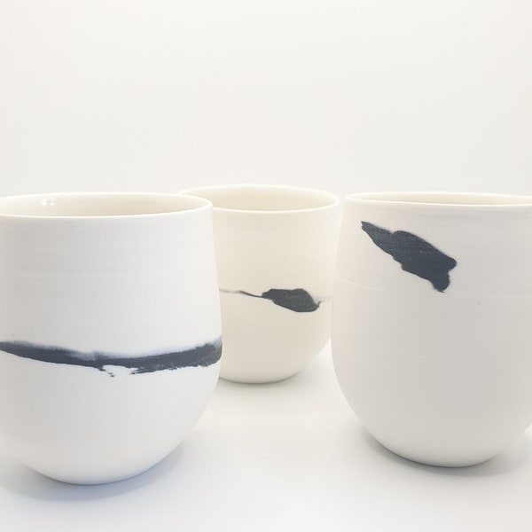 thé, tasse à café, expresso, poterie, céramique, porcelaine, noir, blanc, moderne, minimaliste, fait main, tasse