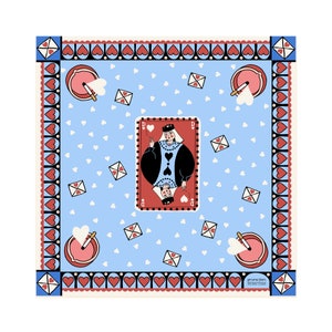Carré en twill de soie -60 cm - Dame de Coeur -