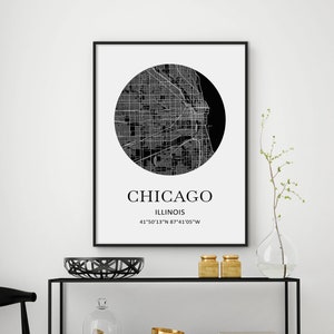 Chicago Map Print, Chicago Map Poster, Street Map Print, Illinois Map print, City Map Wall Art, Map Decor, Chicago Illinois Map, impresión 18x24