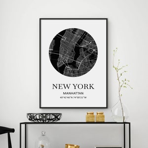 New York City Karte Druck, Manhattan Karte Drucken, NY Karte Kunst, NYC Karte Poster, NYC, New York City, Karte Dekor, Kreis Karte Drucken, 18 x 24 drucken