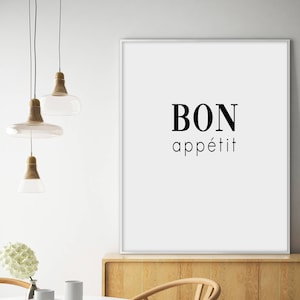 Bon appétit poster, bon appetit print, bon appetit sign, kitchen sign, kitchen wall art, kitchen wall decor, home decor, thypography print