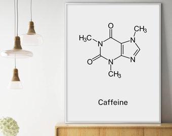 Caffeine Molecule, Coffee Print, Minimalist Print, Chemistry Art, Chemistry Poster, Caffeine Print, Science Poster, Coffee Printable