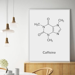 Caffeine Molecule, Coffee Print, Minimalist Print, Chemistry Art, Chemistry Poster, Caffeine Print, Science Poster, Coffee Printable