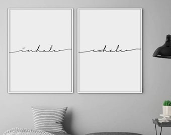 Inhale Exhale Print, Yoga Print, Pilates Poster, Relaxation Gifts, Breathe Print, Inspirational Print, Minimalist Typography Art