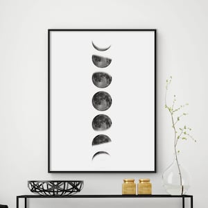 Moon Print, Moon Poster, Moon Phases, Moon Phase Poster, Moon Phase Print, Lunar Phases Print, Moon Phase Wall Art, Moon Art, La Lune Print