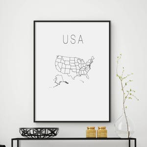 SALE United states map Large map USA map print United states home decor USA map poster United states poster Map art us map 24x36 20x30 image 1