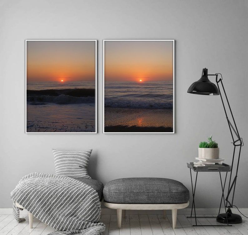 Sunset print set of two prints sunset art beach print Etsy