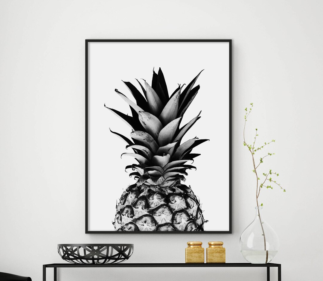 Sale!!! Pineapple Print, Black and White Pineapple, Tropical Art, Kitchen Art, Pineapple Wall ...
