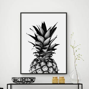 Sale!!! Pineapple Print, Black and White Pineapple, Tropical Art, Kitchen Art, Pineapple Wall Decor, Fruit Print, 50x70 Print