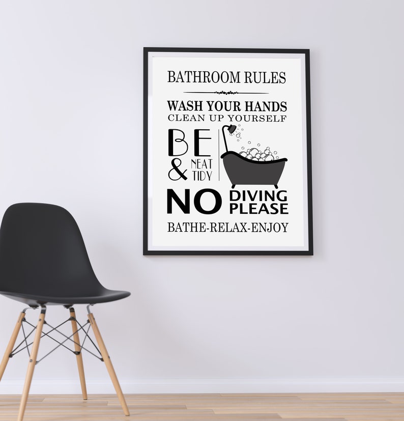 Badezimmer-Regeln Bad Druck Bad Dekor Bad Zeichen Bad | Etsy