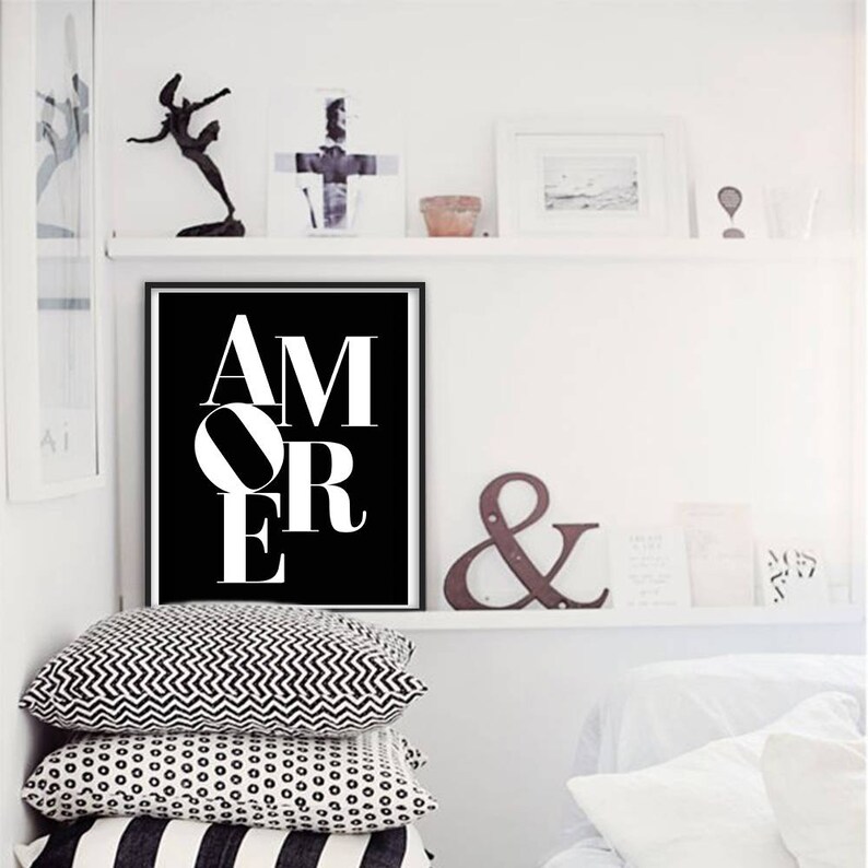 Amore Print Black and White Italian Wall Decor Amore Etsy