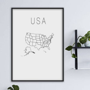 SALE United states map Large map USA map print United states home decor USA map poster United states poster Map art us map 24x36 20x30 image 3