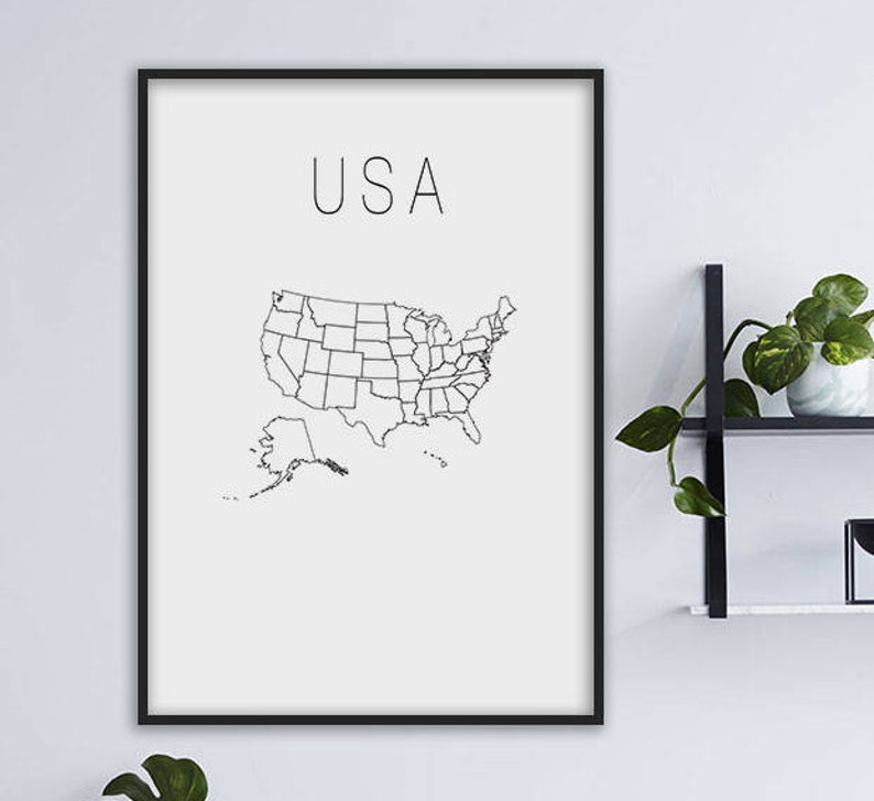 SALE United states map Large map USA map print United states home decor USA map poster United states poster Map art us map 24x36 20x30 image 3