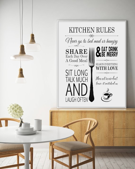 Kitchen Rules Kitchen Sign Kitchen Decor Kitchen Rules Etsy