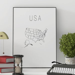 SALE United states map Large map USA map print United states home decor USA map poster United states poster Map art us map 24x36 20x30 image 2