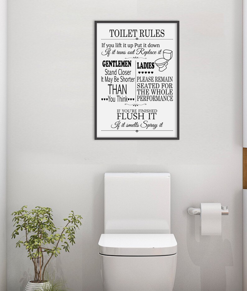 Toilet Rules Bathroom Rules Toilet Sign Toilet Rules Sign Etsy