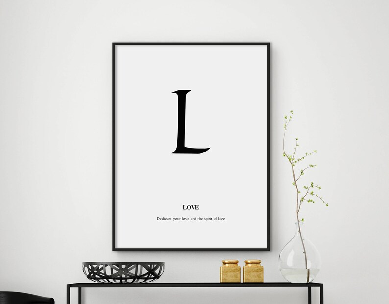 Letter L Wall Decor Letter L Print Typography Black And Etsy