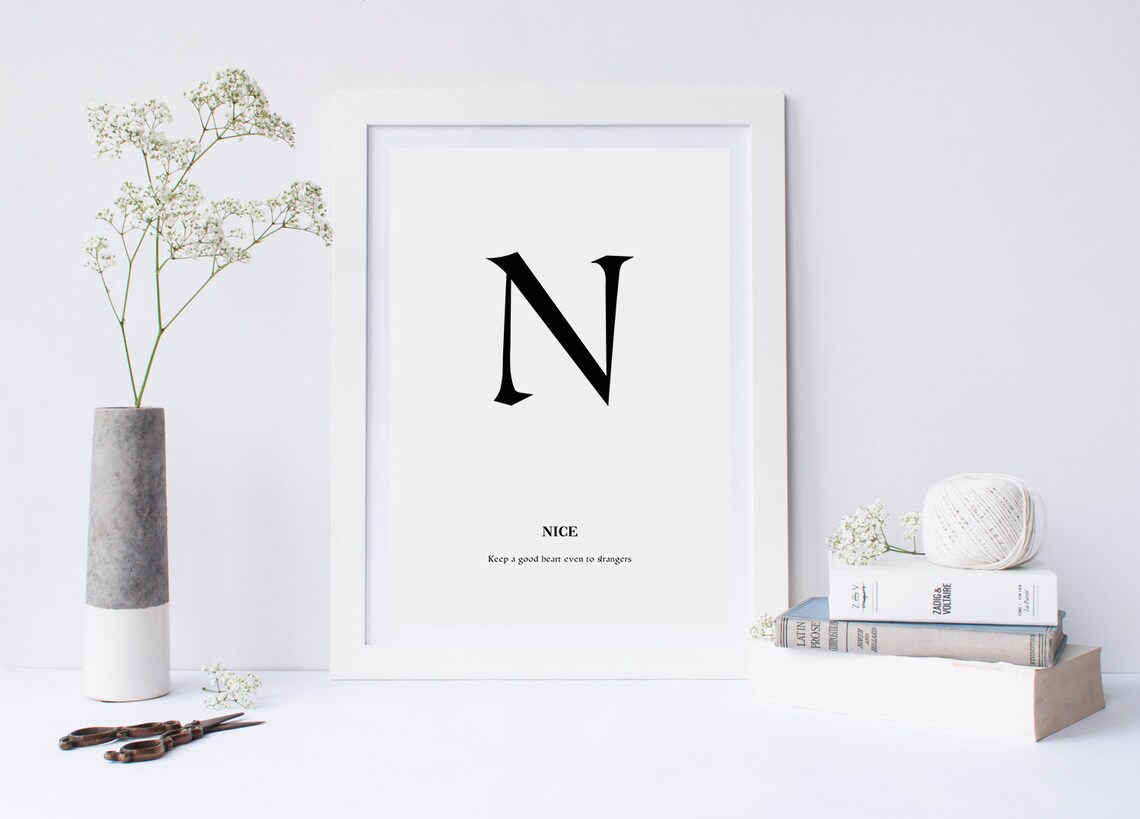 Letter N Decor Letter N Wall Art Letter N Print Minimalist Etsy