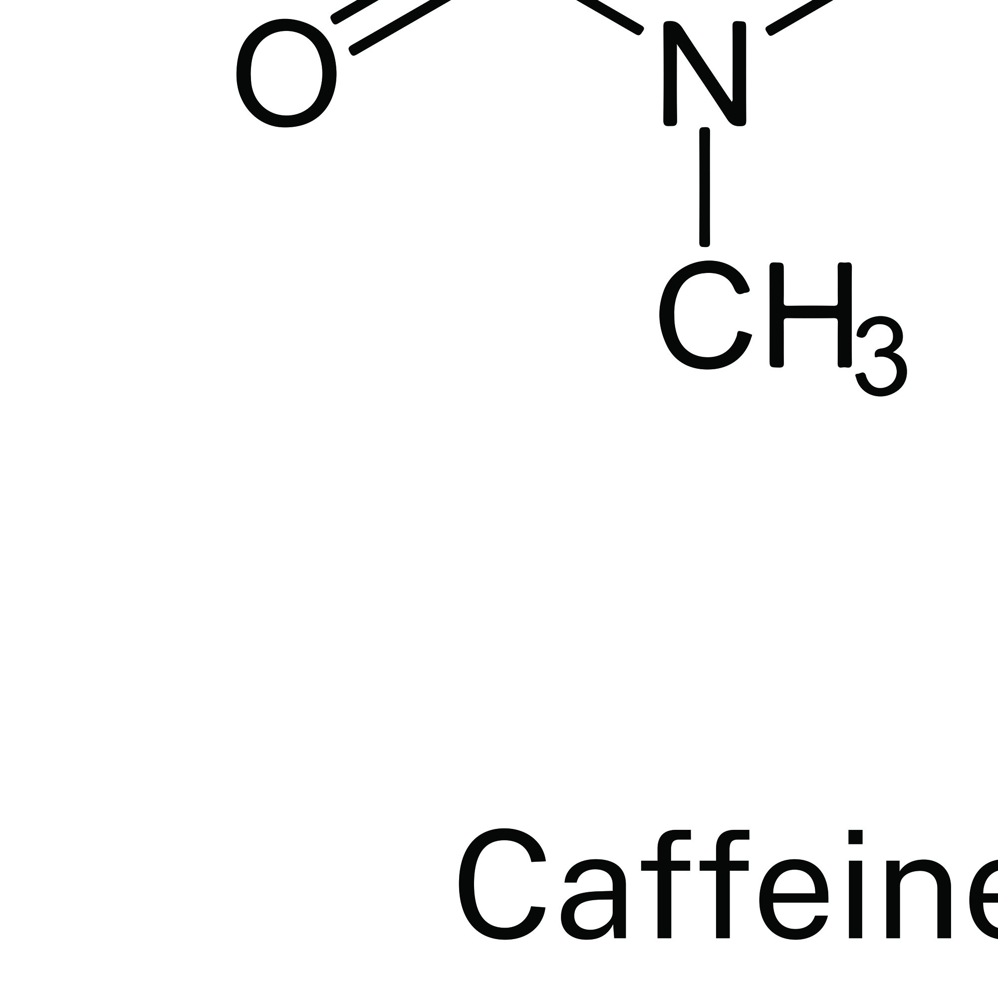 caffeine molecule on a coffee cartoon