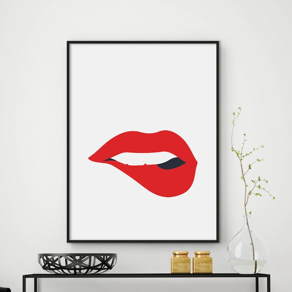 Sale!!! Lips print, Lipstick art print, fashion print, lips wall art, modern art, lipstick print, kiss poster, minimal art