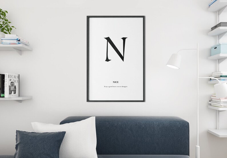 Letter n decor letter n wall art letter n print minimalist Etsy