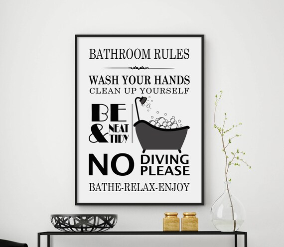 Bad Regeln Badezimmer Print Badezimmerdekor Bad Zeichen | Etsy