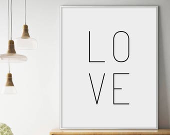 Love, Love Poster, Typography Print, Love Print, Love printable, Modern Minimalist, Inspirational Wall Art, Typography Printable