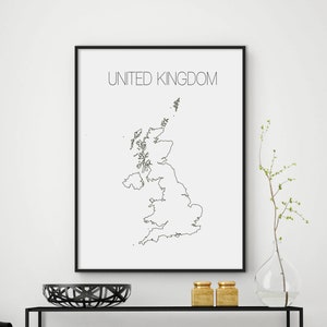 Reino Unido arte Reino Unido mapa Reino Unido mapa Reino Unido imprimir Reino Unido imprimible Reino Unido arte de pared Reino Unido Arte minimalista estilo escandinavo