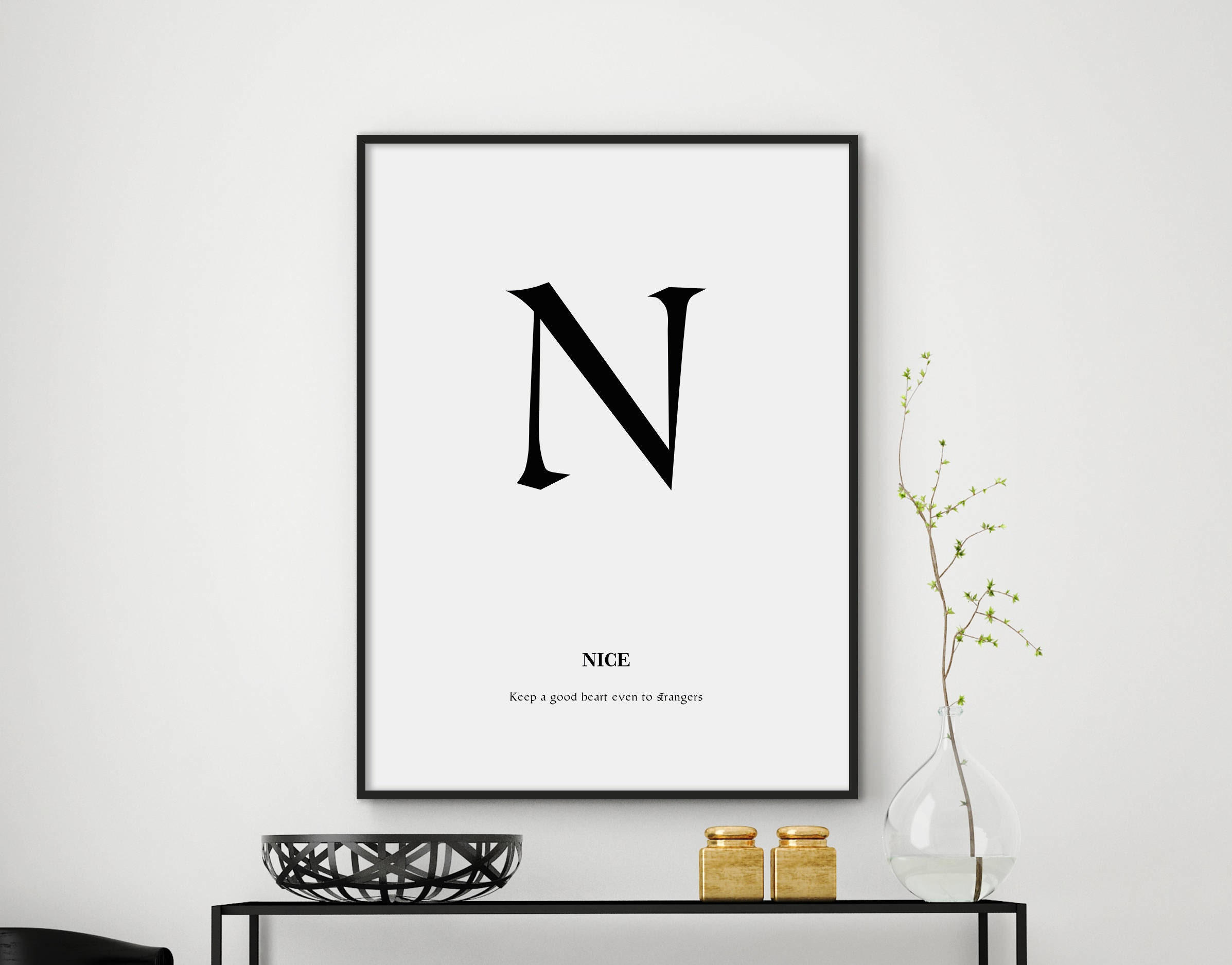 Letter N Decor Letter N Wall Art Letter N Print Minimalist Etsy Canada