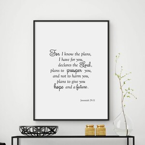Jeremiah 29 11, bible verse print, scripture print, bible verse wall art, christian print, bible quote, christian art print, DIGITAL FILES