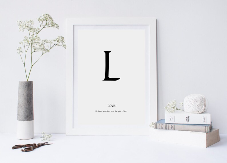 Letter L Wall Decor Letter L Print Typography Black And Etsy