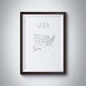 SALE United states map Large map USA map print United states home decor USA map poster United states poster Map art us map 24x36 20x30 image 4