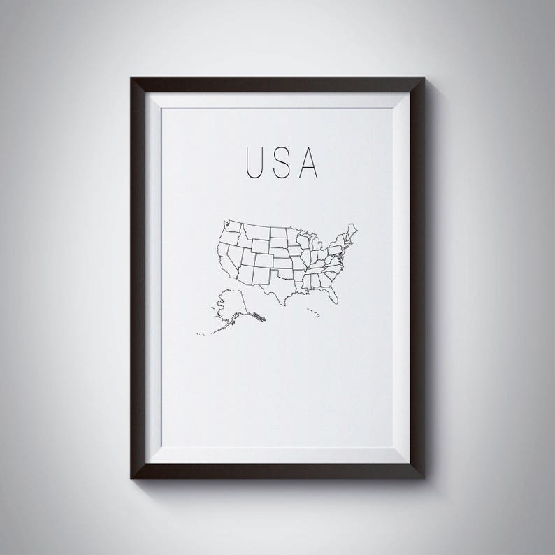 SALE United states map Large map USA map print United states home decor USA map poster United states poster Map art us map 24x36 20x30 image 4