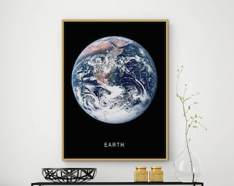 Earth Print, Earth Poster, Earth Photo, Minimalist Decor, Nature Print, Nature Wall Art, Scandinavian Print, Home Decor, Black, 18x24 print