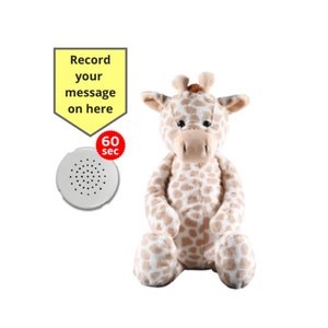 Flopsy Plush Giraffe with 60 second voice recorder and gift box - 10 inch/25cm - baby heartbeat bear