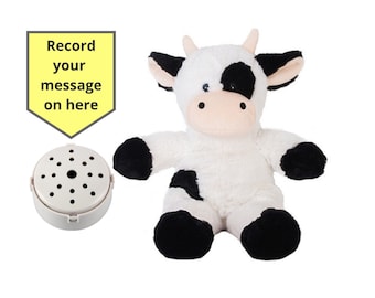 Cow with 60 second voice recorder and gift box - 10 inch/25cm - baby heartbeat bear