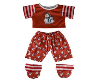 Snowman PJ Pyjamas & Slippers Outfit - 16 inch/40cm - Teddy Bear Clothes