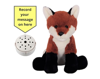 10" Fox with 60 second voice recorder and gift box - 10 inch/25cm - baby heartbeat bear