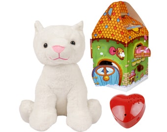 White Cat Teddy with 60 second voice recorder and gift box - 16 inch/40cm