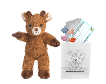 Reindeer Plush - 10 inch/25cm - Build Make your own teddy bear making kit - no sew - Christmas gift