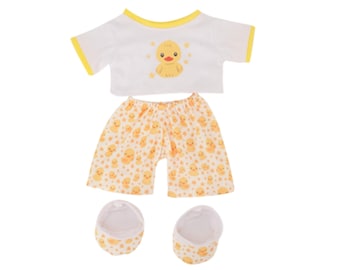 16 Zoll Gelbe Ente Pyjamas PJ und Hausschuhe - 16 Zoll / 40cm - Teddybärkleidung - Bär NICHT enthalten