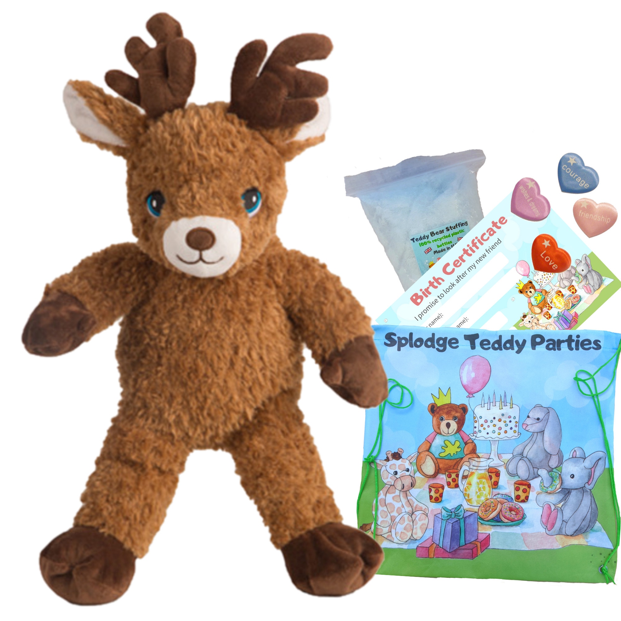 Build Make a Teddy Bear Kit Brown Reindeer 16 Inch/40cm No Sew 